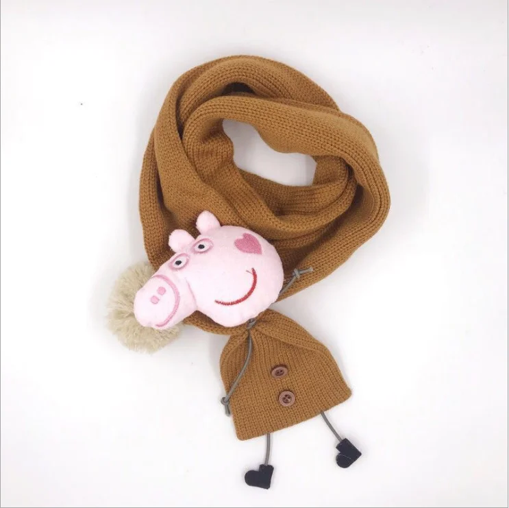 Peppa плюшевая игрушка свинка шарф милый детский шарф осень зима шарф ветрозащитный Теплый вязаный шарф свинка Пегги ребенок подарок на день рождения