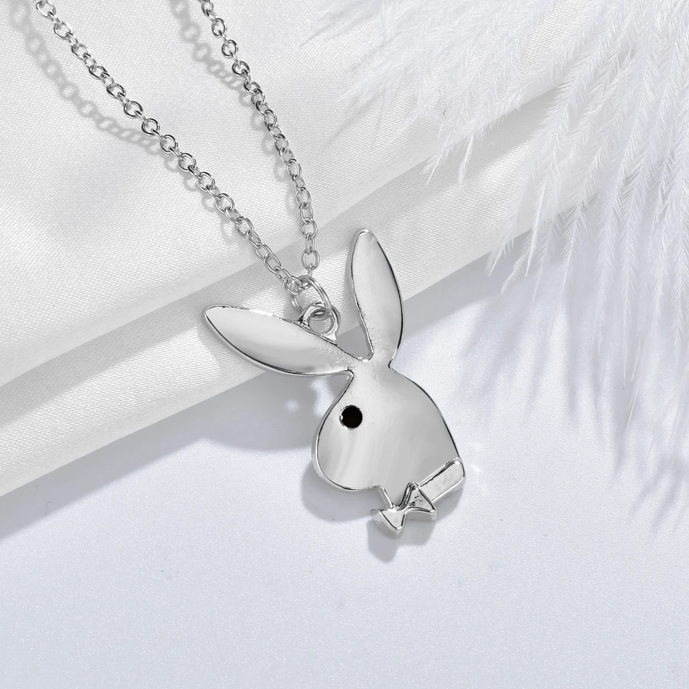 Модная Милая цепочка-зайчонок, женский металл серебристого цвета, ожерелье с подвеской в виде Головы Кролика, украшения со стразами в виде животных, Прямая