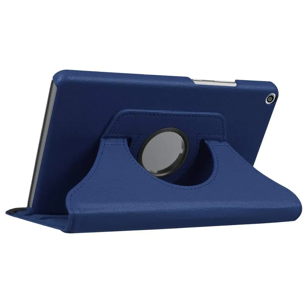 dark blue Cover Case For Huawei MediaPad T5 10.1 AGS2-W09 AGS2-L09 AGS2-L03/W19 360 Rotation Flip PU Leather Stand Funda MediaPad T5 10.1 - Color: dark blue