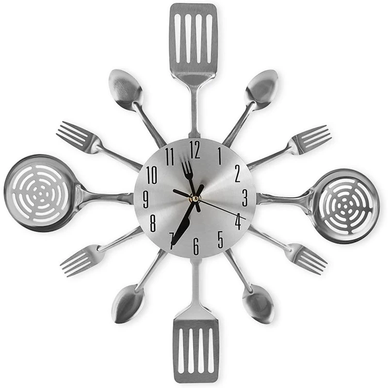 led digital wall clock Large Kitchen Wall Clocks with Spoons and Forks,Great Home Decor and Nice Gifts,Wall Clock Creativ Tableware Wall Clock wood clock