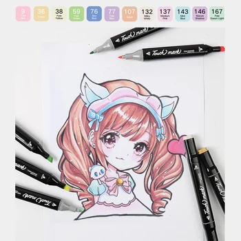 

Touch Mark Marker Pen Grey Black Macaron 12 Colors Art Markers Double-Tip Sketch Markers Alcohol Based Ink Tones Art Supplies