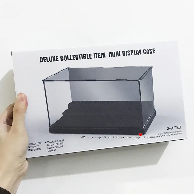 

with BOX legoinglys Display Case/box Dustproof Showcase Gray Base For Blocks Acrylic Plastic Display Box Case 25.5x15.5x13.8cm