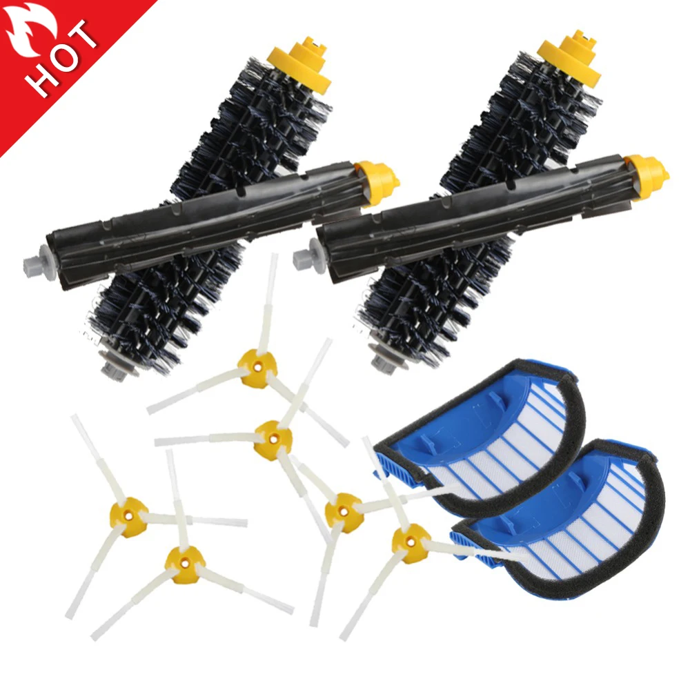 

2 Blue AeroVac Filter+2 set main Brush kit+6side brush for iRobot Roomba 600 Series 620 630 650 660 accessory Replacment
