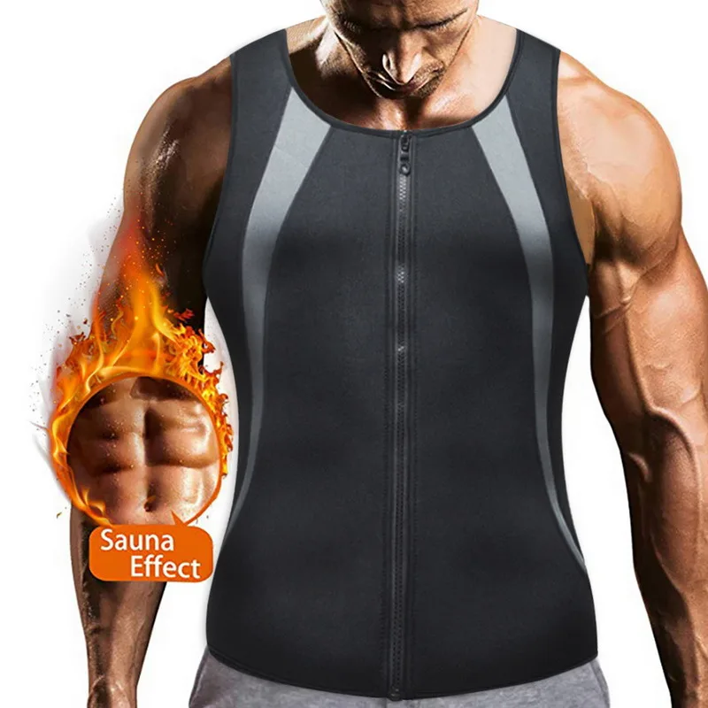 Men Sweat Neoprene Workout Shirt Body Shaper Sports Vest Weight Loss Sauna Suit 