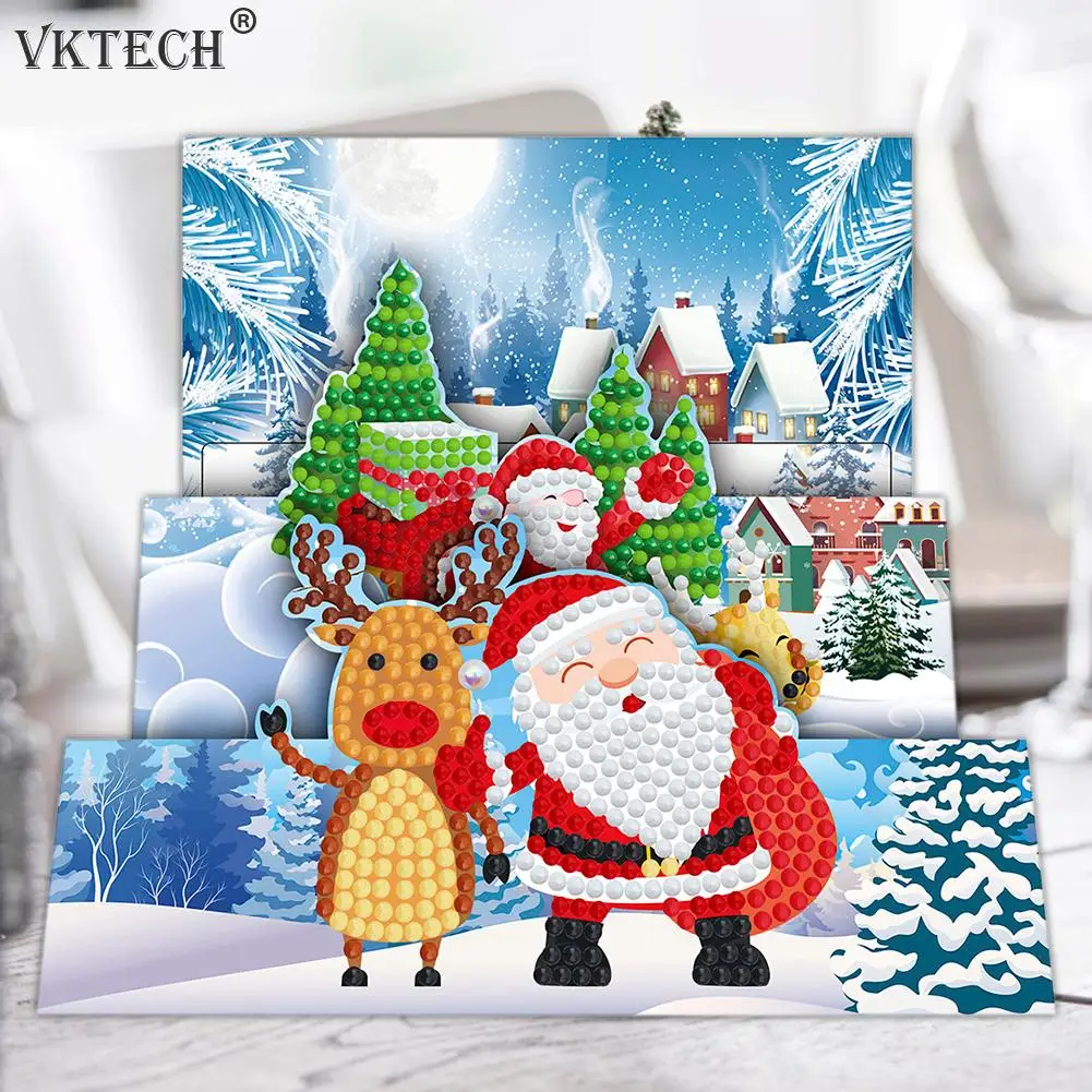 8pcs DIY Diamond Painting Greeting Card Special-shaped Part Drill Mosaic Merry Christmas Embroidery Kit Santa Xmas Postcards diamond painting diamond painting accessories