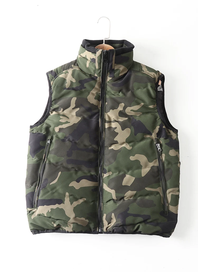 Green camouflage SOUL OF TIGER, зимняя корейская мода, военный мужской жилет без рукавов, пальто, повседневные мужские камуфляжные жилеты, мягкие пальто на молнии - Цвет: Green camouflage