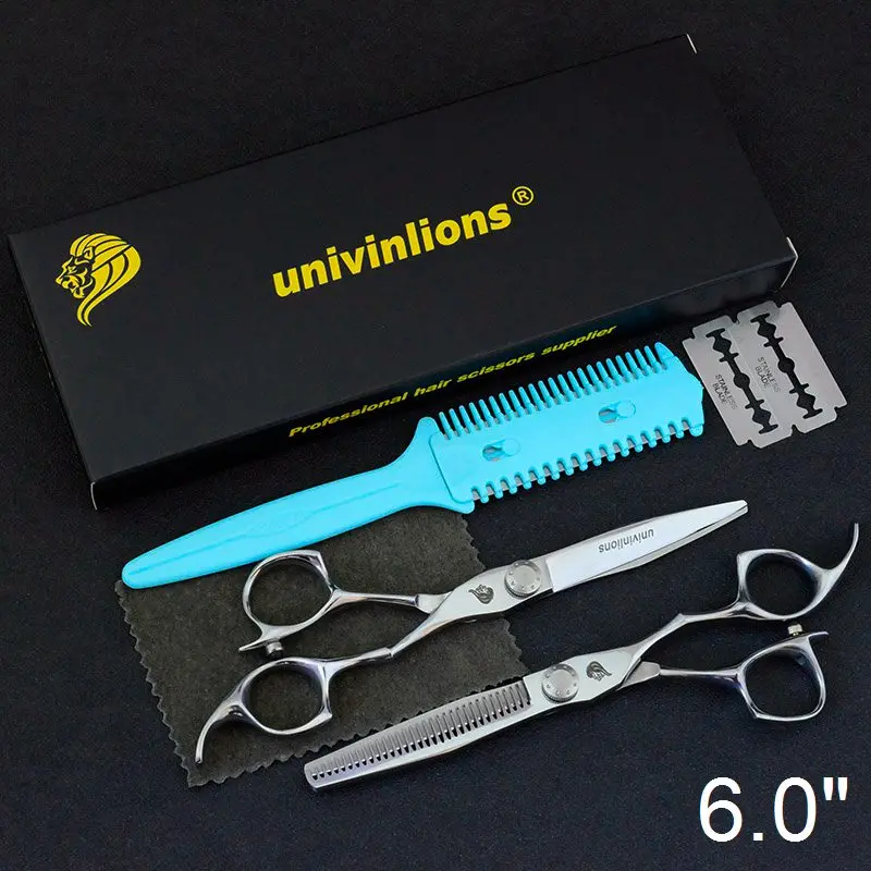 6024-Kit Box Univinlions " ножницы для волос Парикмахерские бритвы; ножницы для парикмахерских ножницы парикмахерские ножницы dresser salon de coiffure - Цвет: 6024-Kit Box