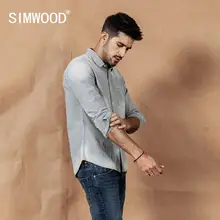 Мужская рубашка в полоску SIMWOOD, модная винтажная рубашка из хлопка с воротником на пуговицах, модель 190401 большого размера в стиле ретро на осень и зиму