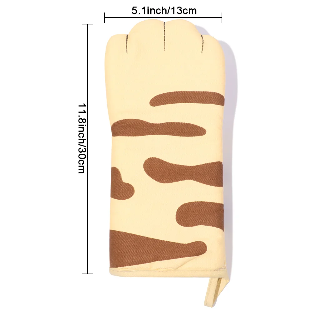 Kitchen gloves cotton pot holders 1PC 3D Cartoon Animal Cat Paws Oven Mitts Long Cotton Baking Insulation Gloves Microwave Heat Resistant Non-Slip Kitchen Gloves