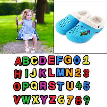 

2pcs Shoe Charms Resin Material Decoration Kit Including A-Z Alphabet Letter 0-9 Numbers for DIY Shoes Craft Wristband Bracelet