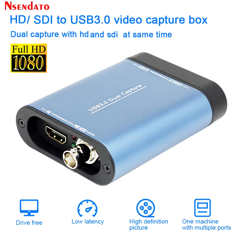 

USB 2,0 60FPS двойной SDI HDMI видеозапись захват SDI HDMI К USB HD видеорегистратор коробка донгл игровая искусственная кожа