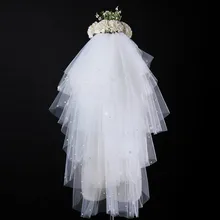 Dreamlike 70 см короткая свадебная фата с жемчугом и аппликацией 6 слоев молочно-белого тюля женские свадебные аксессуары для волос