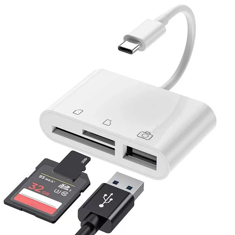 Адаптер USB Type C 50 шт./лот устройство для чтения карт памяти TF SD OTG записи флэш-памяти