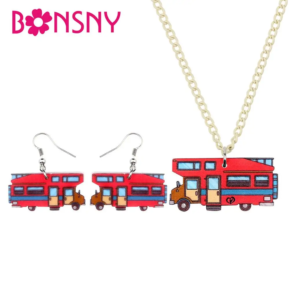 Акриловые Ювелирные наборы Bonsny туристический автомобиль караван ожерелье