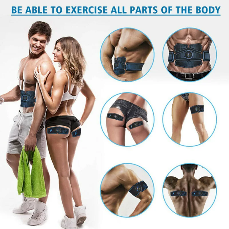 

10 plus intensity Smart Abdominal Muscle Belt Stimulator USB Rechargeable for Home Fitness Arm Waist MP789