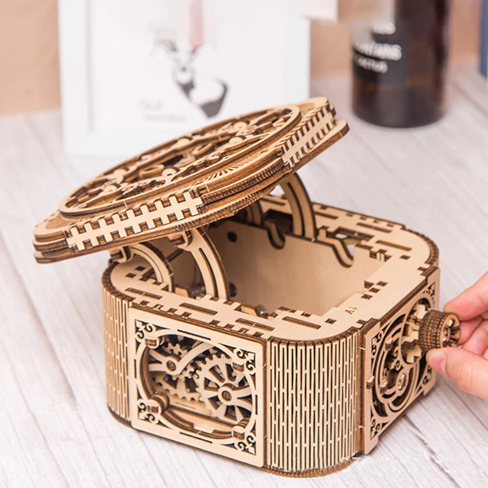 3D деревянная коробка для хранения пазлов, пароль, Коробка С Сокровищами, сборная модель, Строительный набор, игрушки для детей, рождественские подарки
