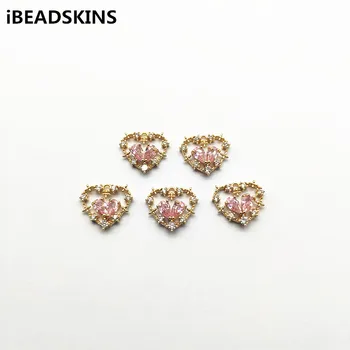 

New arrival! 14x12mm 20pcs Zircon/Real gold plating Heart shape charm for Earrings Making Earrings parts hand Made Jewelry DIY