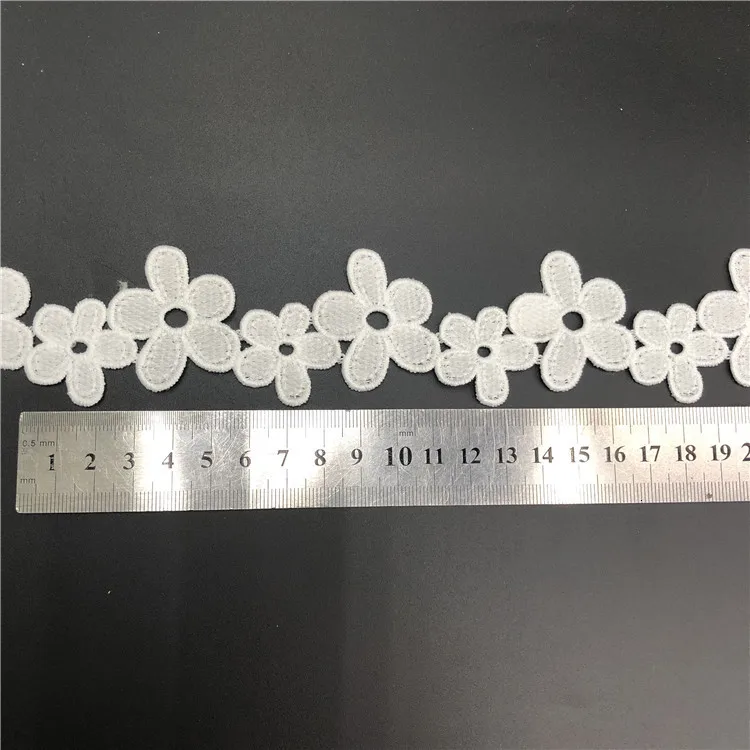 Embroidered White Lace Fabric Trims Water Soluble Flower Ribbon Appliques DIY Sewing Dress Garment Accessories Handmade Material