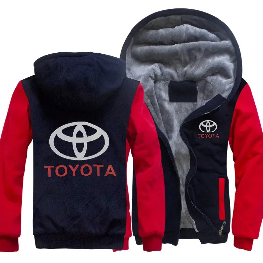 Толстовки мужские зимние теплые с длинным рукавом с капюшоном для Toyota пальто плюс бархатные мужские однотонные стильные толстовки на молнии - Цвет: 8