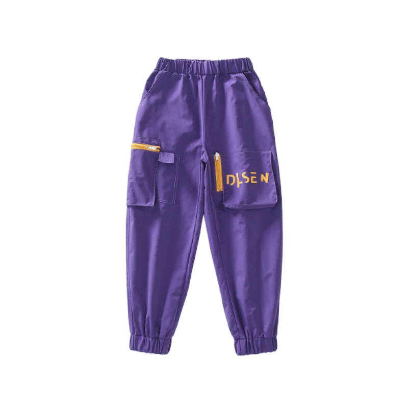 Pants Детские костюмы на барабанах в стиле хип-хоп для девочек, осенняя фиолетовая одежда с длинными рукавами для джазовых танцев уличный костюм для танцев для мальчиков DQL2434 - Цвет: Pants