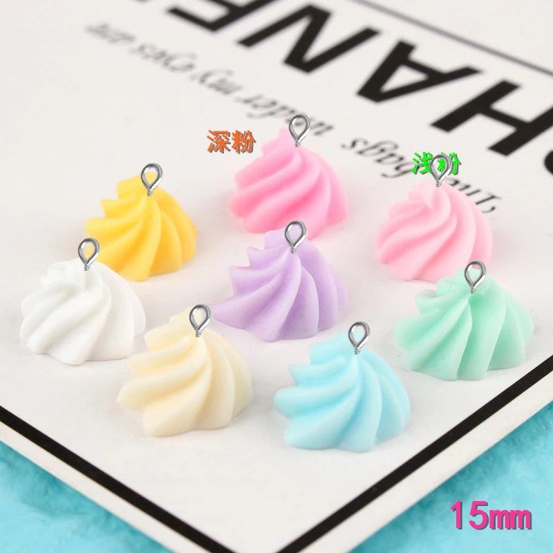 

10pcs 15MM DIY resin simulated Cream flower charms food cabochon ornament pendants decoration fashion jewelry making material