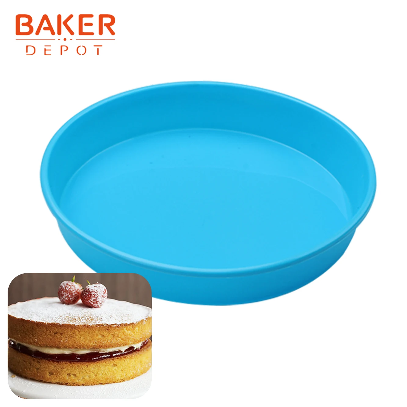 BAKER DEPOT большой торт Силиконовая форма 8 дюймов круглый противень для пиццы торты выпечка форма для хлеба жаропрочная посуда для десерта diy День Рождения вечерние
