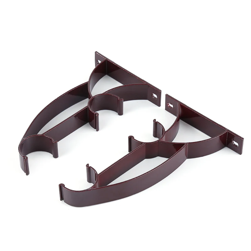 2 Pcs Hanging Curtain Hanging Rod Clamp Hooks Burtain Pole Bracket Double Rod Holder Rack Heavy Duty Metal Durable Base