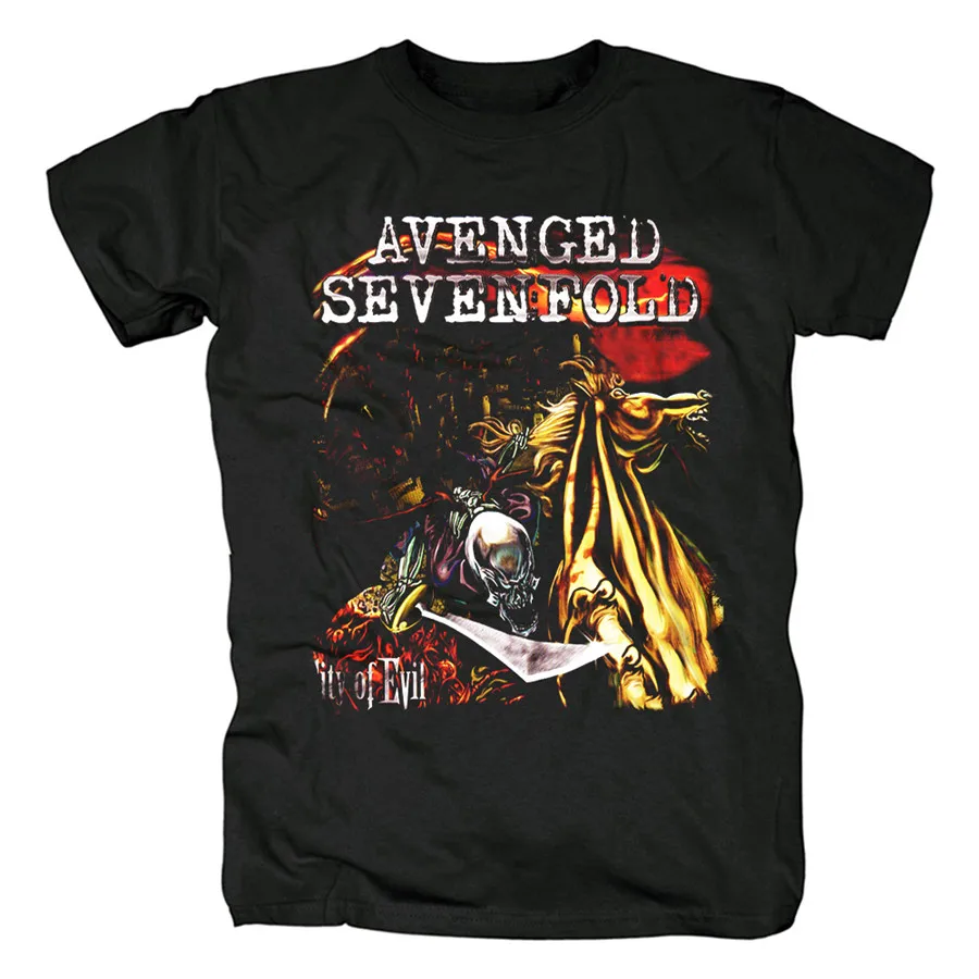 17 дизайн демон иллюстрация Avenged Sevenfold A7X роковая футболка панк, хард-рок тяжелый металлический череп кости дьявол подростков