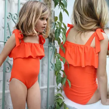 

Cute Summer Toddler Kids Baby Girls Swimsuit Bikini Solid Casual Lace Up Swimwear Infant Children Beachwear Bathing Suit