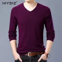 HIYSIZ свитера с v-образным вырезом мужские Осень Зима Шерсть Твердые уличные брендовые Топы модный тренд с длинными рукавами Повседневный пуловер SW017