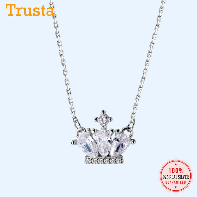 Серебряное ожерелье Trustdavis с подвеской в виде сверкающей короны из стерлингового