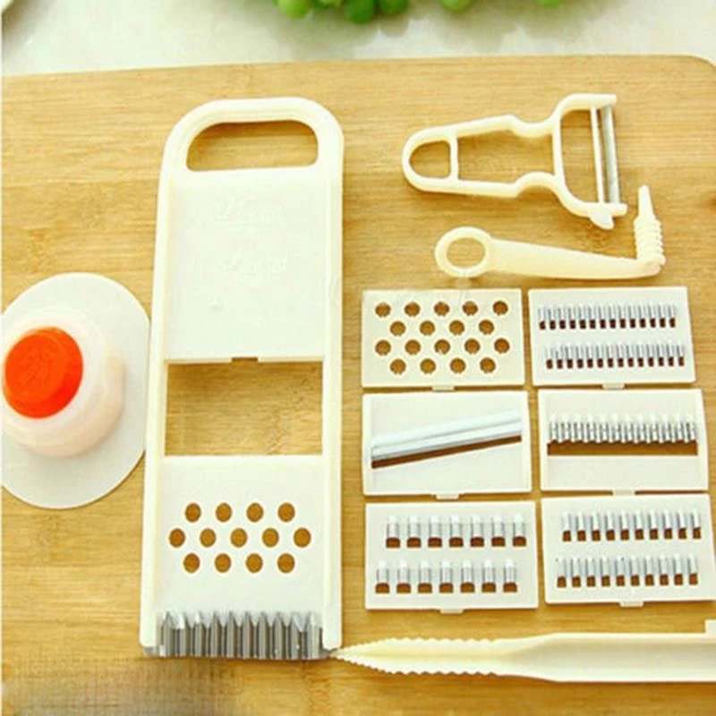 

11Pcs/set Manual Slicer Fruit Vegetables Cutter Slicer Grater Ginger Crusher Chopper Dicer Household Grater Cutter Accessories
