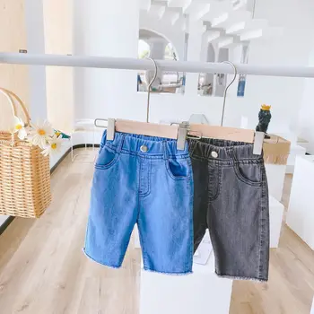 

Boys Girls Baby Jeans Thin Summer 2020 Elastic Shorts Knee-length