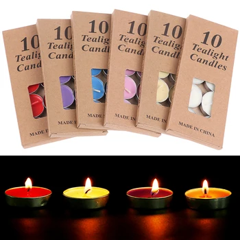 

10 Pieces/Set Romantic Aromatherapy Tea Wax Candle Birthday Wedding Party Candle Candlelight Color Candle