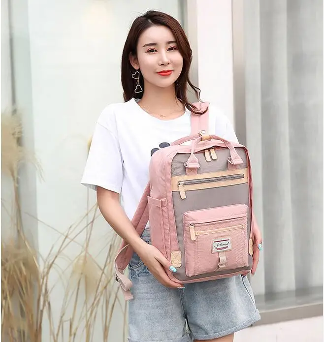 New Trend Women Large Capacity Backpack Canvas Rucksack College School Bag 14'' Laptop Backpack Lightweight Travel Daypack