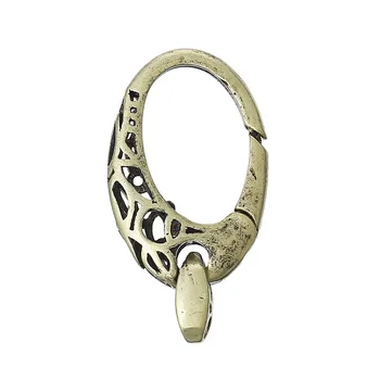 

DoreenBeads Vintage Copper Lobster Clasps Oval Antique Bronze Color Hollow For Key DIY Jewelry 30mm(1 1/8") x 16mm( 5/8"), 5 PCs