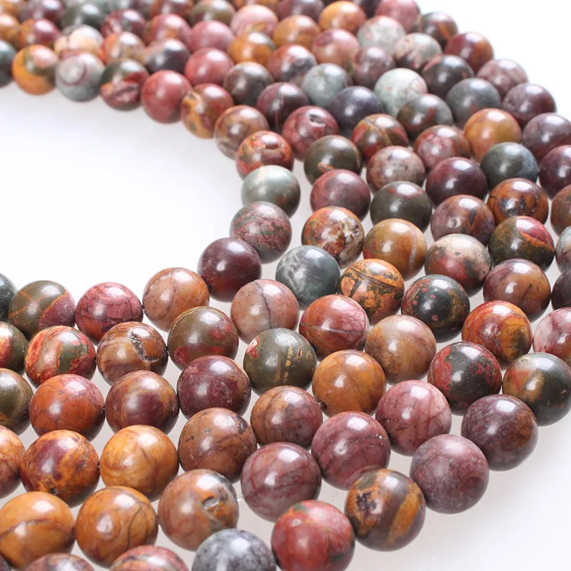 

Natural Stone Beads Variegated Picasso Stone Round Loose Beads 4 6 8 10 12mm For Bracelets Necklace Jewelry Making