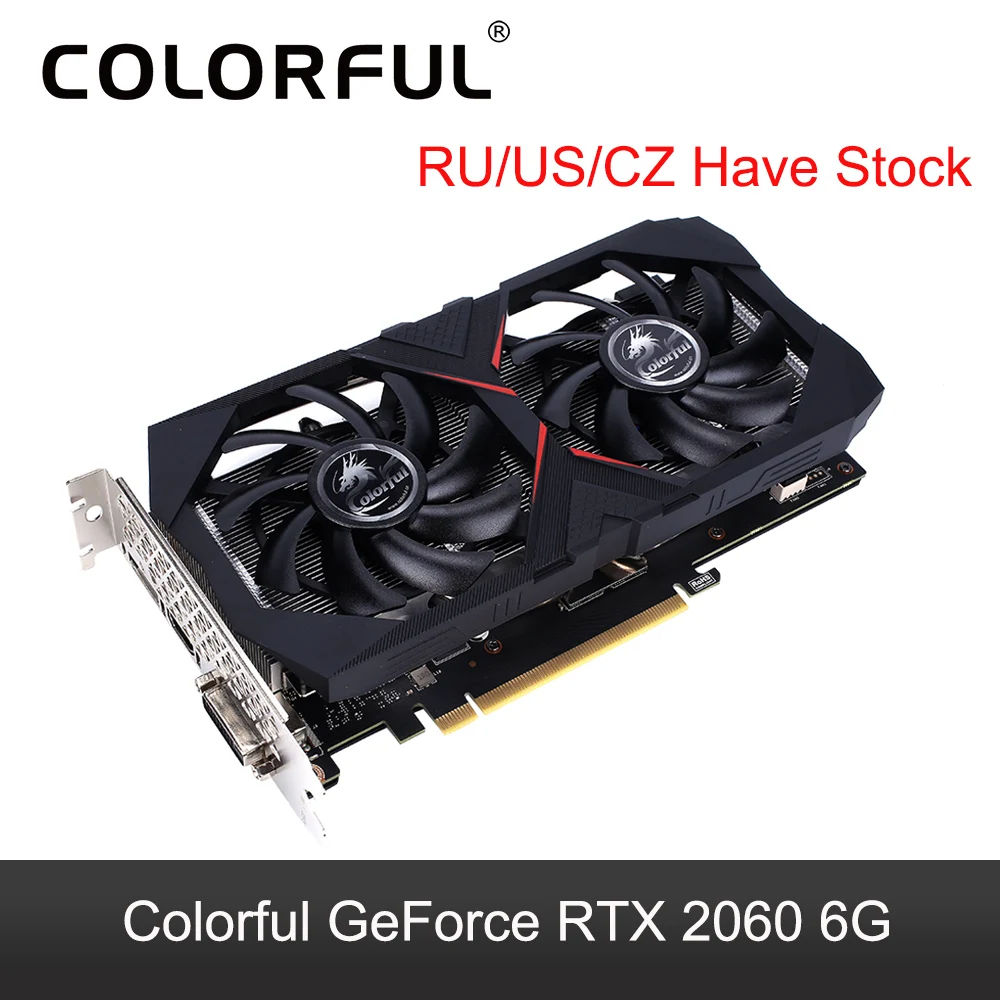 Цветная графическая карта GeForce RTX 2060 6G NVIDIA GPU, графический ппроцессор NVIDIA GDDR6 TU106 1608MHZ RTX2060 видеокарта 192 бит 8Pin PCI-E 3,0 HDMI DVI порт