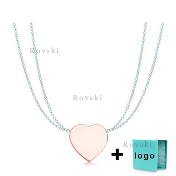 

XL TFX Rllen Original Classic Double Chain Rose Gold Love Sculpture Suitable for Women's Party Jewelry Wholesale Free Delivery.