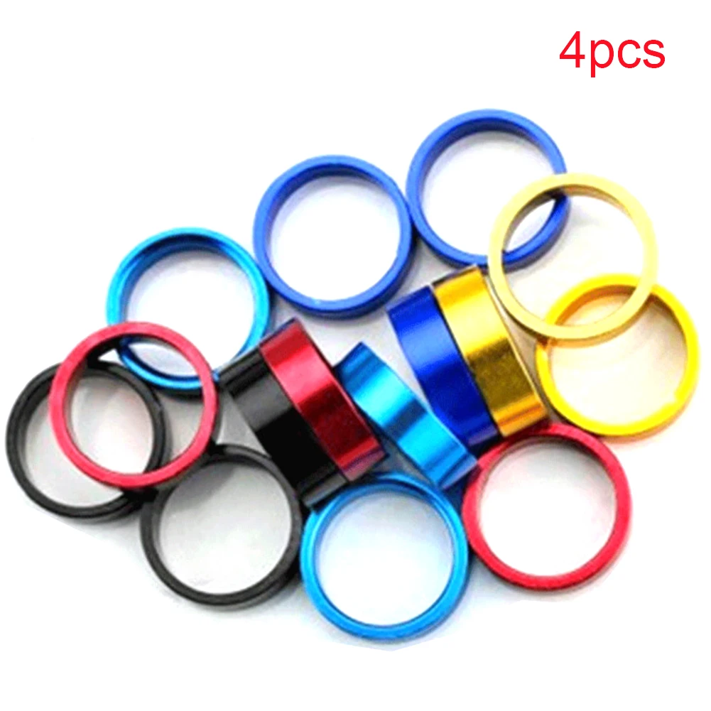 4pcs 10mm Front Easy Install Aluminum Alloy Washer Cap Stem Fork Spacer Sturdy Pad Universal Durable Bicycle Smooth Replacement