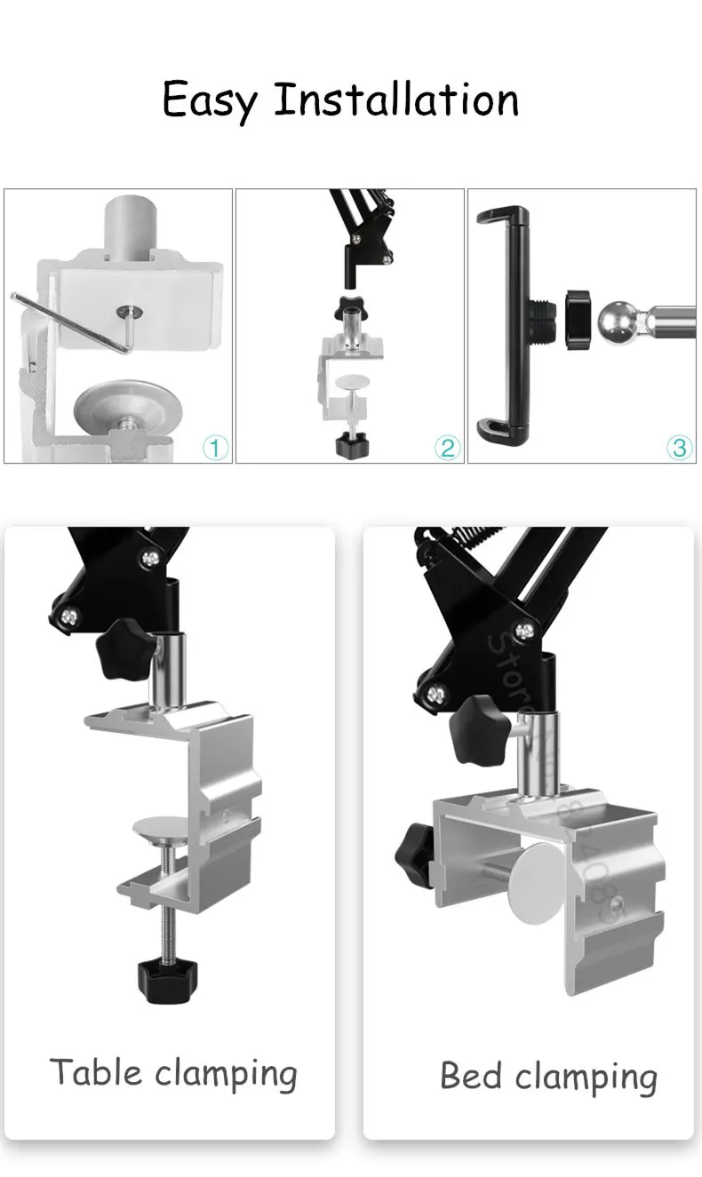 Подставка для планшета, подставка для кровати, держатель для стола, вращение на 360 °, Регулируемая рукоятка 4-13 '', планшеты/телефон, кронштейн для iPad Air Mini Pro 12,9''