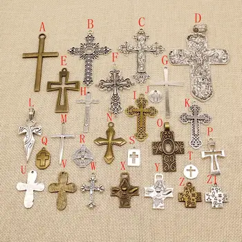 

10 Pcs Metal Bronze Silver Color Plated Cross Charms Pendant For Jewelry Making Jewelry Making Supplies