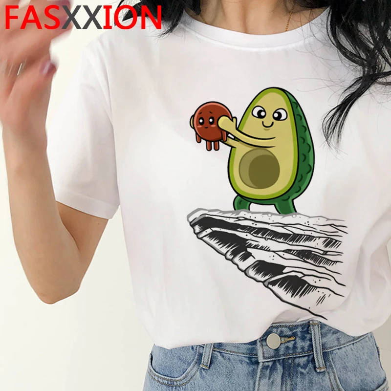 Kawaii Avocado Funny Cartoon T Shirt Women Summer Vegan Cute Anime T-shirt 90s Summer Graphic Tshirt Fashion Top Tees Female