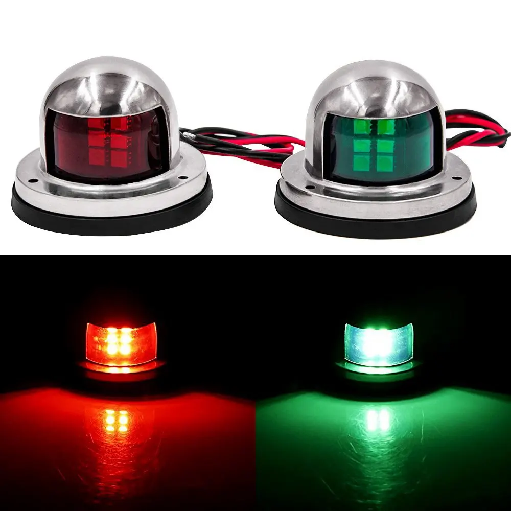 1 пара из нержавеющей стали 12В IP68 LED красный зеленый Сигнальные огни для лодки