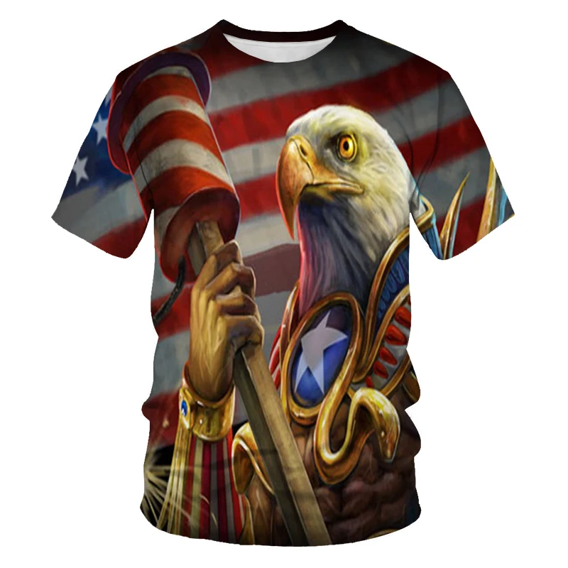 2021 Summer Fashion New Wings Flying Eagle 3D Printed Pattern Men's Trend Short Sleeve Casual T-shirt Top
