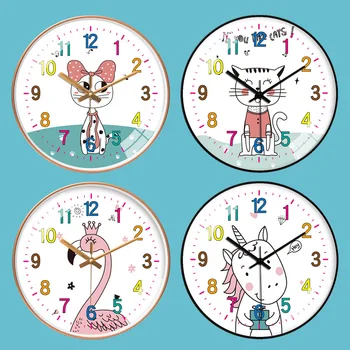 

Nordic Cute Cartoon Animal Cat Flamingo Lamb Wall Clock Living Room Home Decor Creative Minimalist Art Hanging Watch