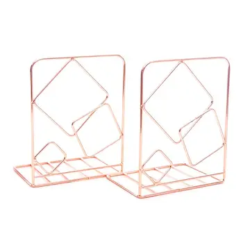 

2pcs Square Metal Desktop Bookends Book Ends Support Stand Holder Shelf Bookrack