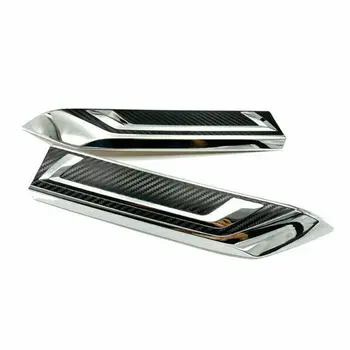 

For Toyota Rav4 2019 Carbon Fiber & Chrome Front Grille Stripes Cover Trim 2pcs High Quality Material