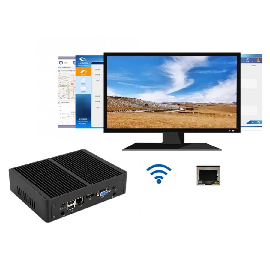 Для Intel Core i5 4200U для Windows 7 Mini PC промышленный мини-компьютер 4G ram+ 128GB SSD 100-240V HDMI VGA WiFi Gigabit LAN