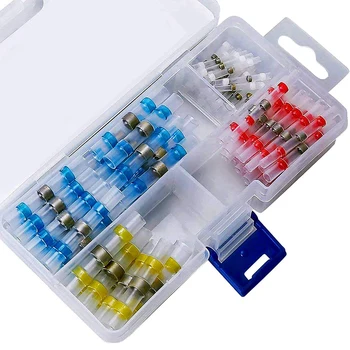 

100Pcs Solder Seal Heat Shrink Butt Wire Connector Terminals Kit , Insulated Waterproof Marine Automotive Wire Crimp Terminal